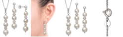 Macy's 2-Pc. Set Cultured Freshwater Pearl (6-8-1/2mm) & Crystal Pendant Necklace & Matching Drop Earrings in Sterling Silver